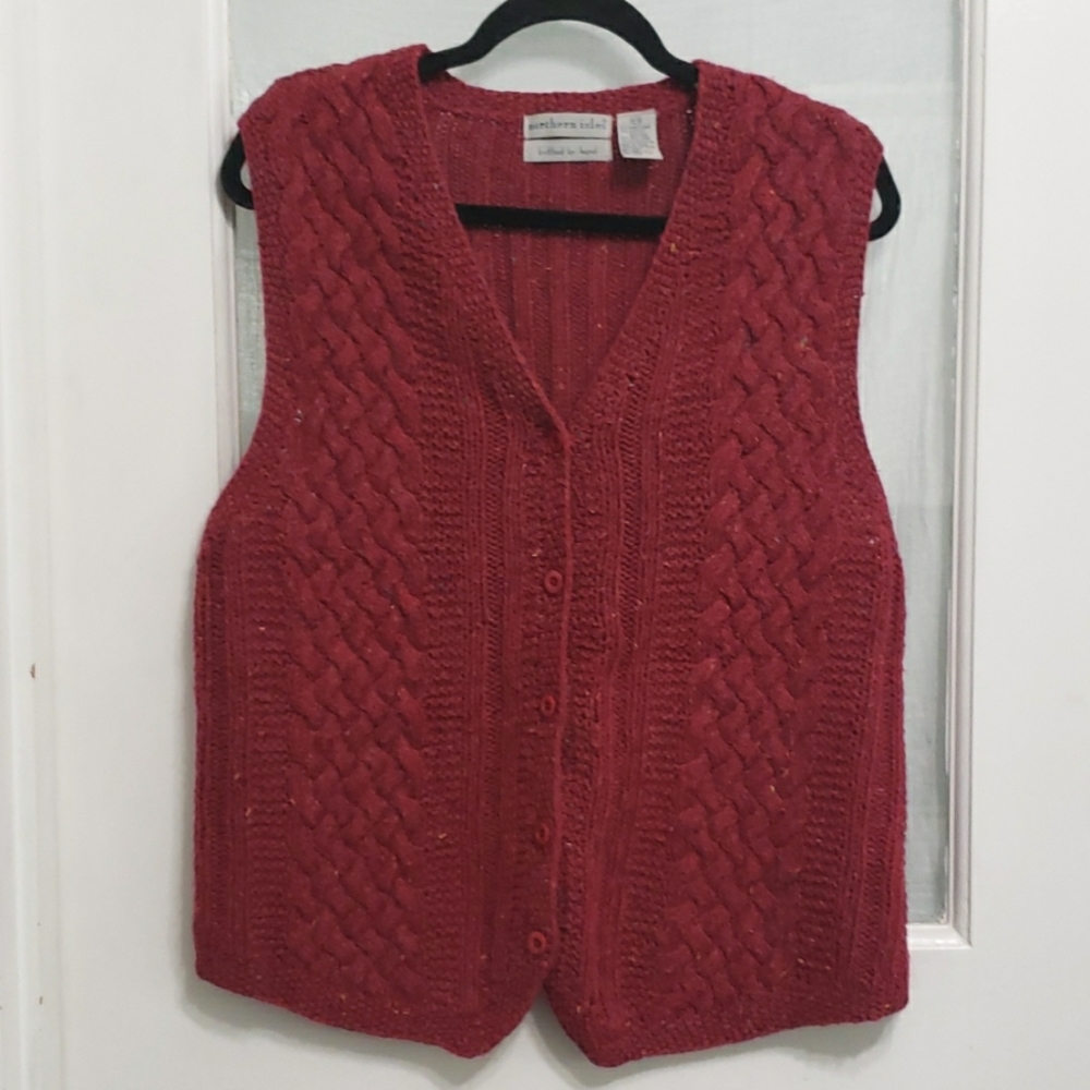 Vintage Northern Isles Handknit Vintage Red Pink Cottagecore Sweater Vest